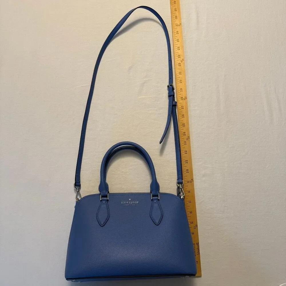 Kate Spade New York | Blue Leather Purse | Crossbody Strap | Top Handle | Zip Cl